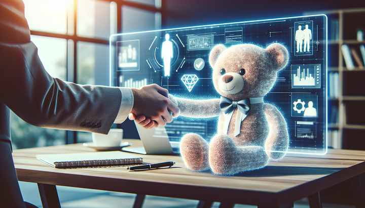 Un peluche con tecnologia AI integrata in un ambiente domestico