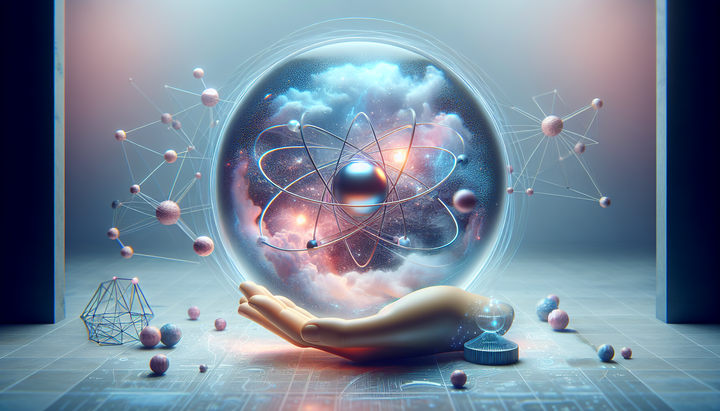 Illustrazione artistica di neutrini e materia nell'universo