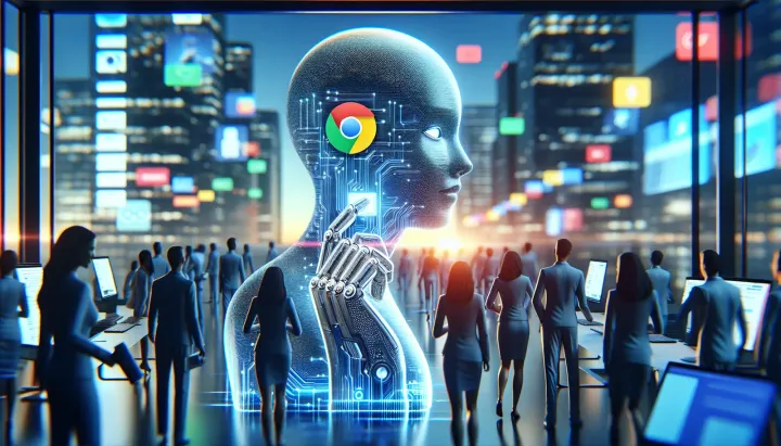 Icona rappresentativa di Claude AI integrato in Chrome, con interfaccia utente e funzioni di assistenza digitale.