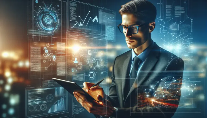 Immagine di un dispositivo innovativo con design trasparente e interfaccia utente unica