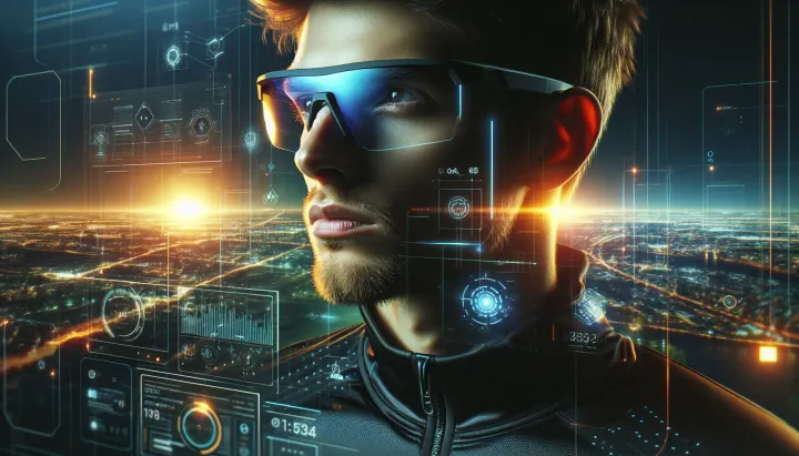 Occhiali intelligenti Oakley Meta Vanguard per sportivi, con design sportivo e tecnologia avanzata.