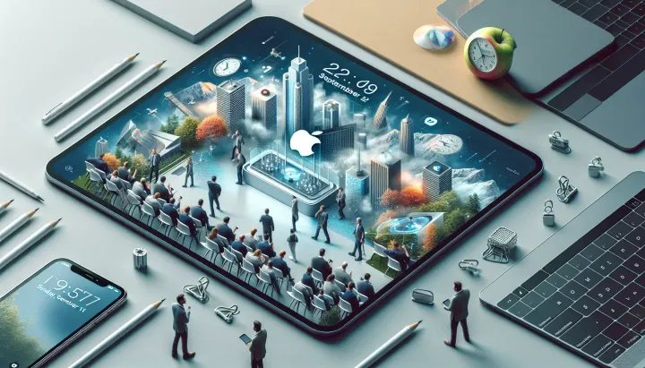 Rendering dei nuovi modelli di iPhone e Apple Watch presentati in un evento Apple di settembre 2025.