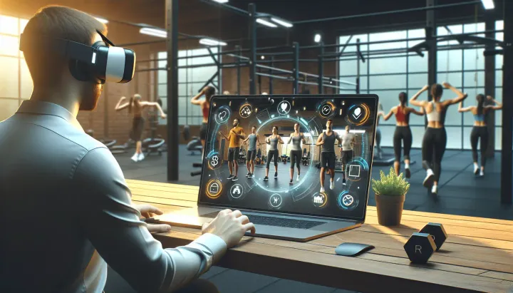 Screenshot dell'interfaccia di progettazione UX di un'applicazione VR in sviluppo per Gym Class.