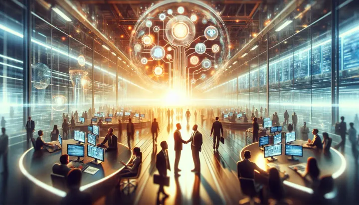 Raffigurazione di data center moderni e infrastrutture cloud di grandi dimensioni in attività