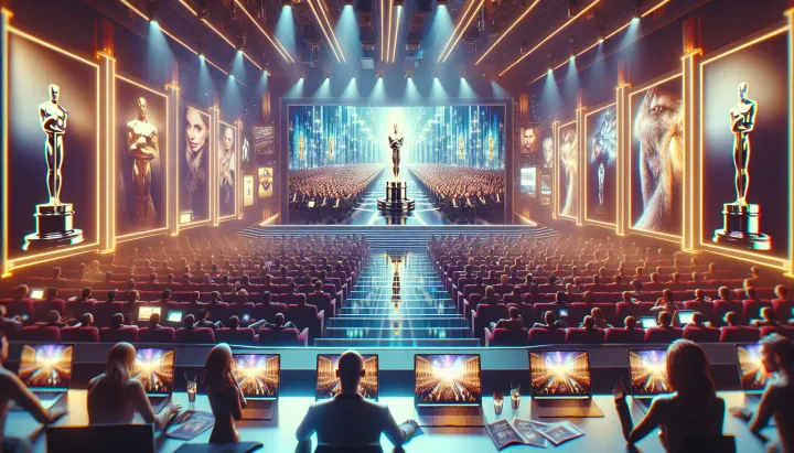 Logo di YouTube con un'immagine rappresentativa degli Oscar che evidenzia il nuovo approdo sulla piattaforma streaming del premio cinematografico.