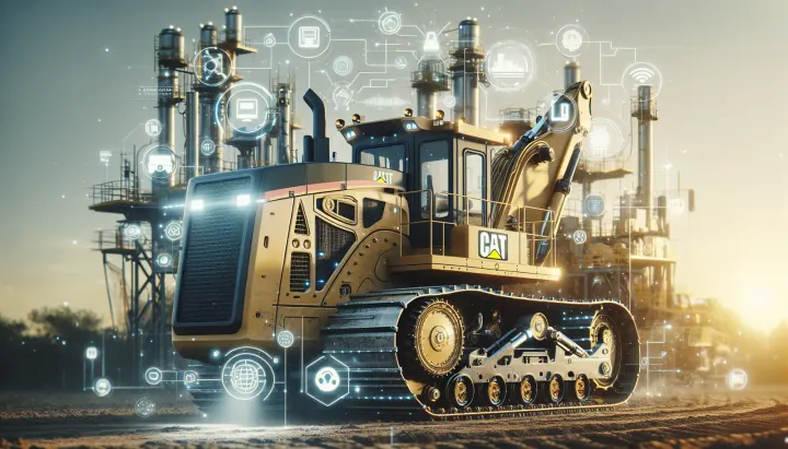 Immagine di un escavatore con sistema AI integrato, in un sito di costruzione con tecnologia Nvidia