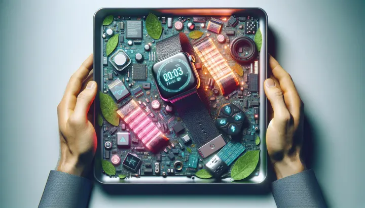 Rappresentazione di dispositivi indossabili per la salute e impatto ambientale