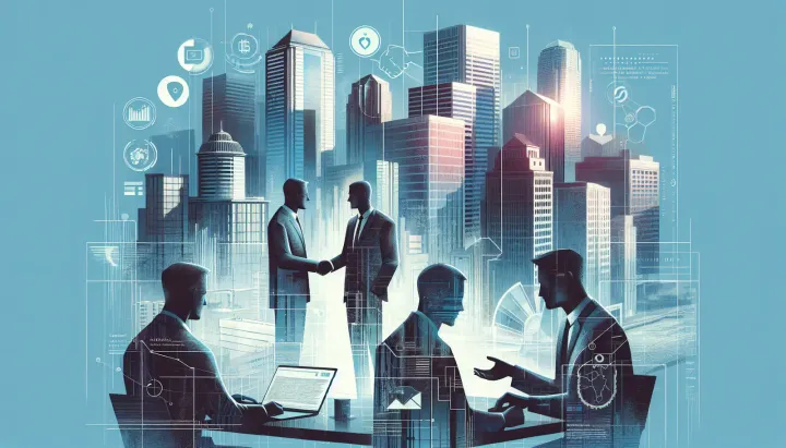 Immagine simbolica delle scelte legali nel settore AI, con bilance di giustizia e conversazioni chatbot