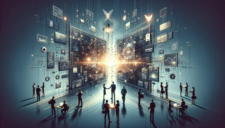 Immagine illustrativa dell'acquisizione nel settore fintech con rappresentazione di tecnologia bancaria