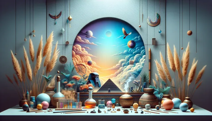 Rappresentazione di una mostra museale con fragranze ricreate dell'antico Egitto per esposizioni più immersive