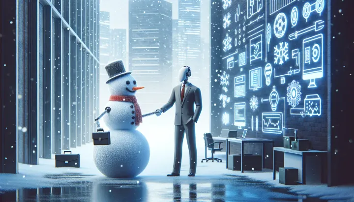 Immagine di una demo di robot innovativo durante una conferenza tecnologica con aziende leader.