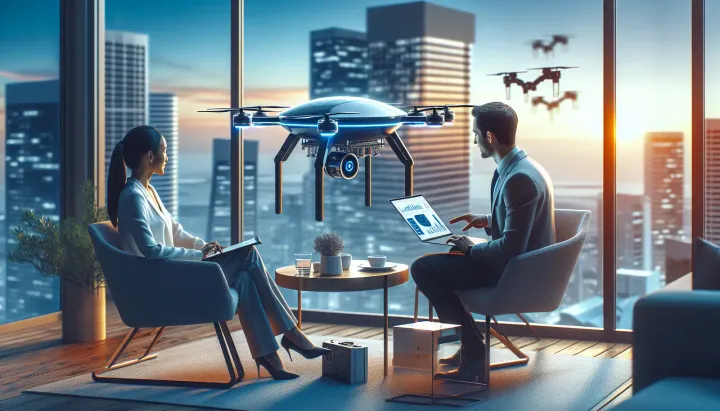 Robot di pulizia automatizzati in azione su un edificio commerciale, innovazione e tecnologia