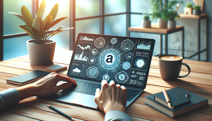 Logo di Amazon con grafico in crescita