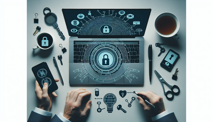 Microsoft logo su un laptop con schermata di BitLocker