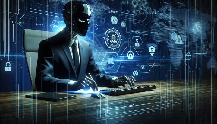 FBI logo con simbolo di sicurezza informatica