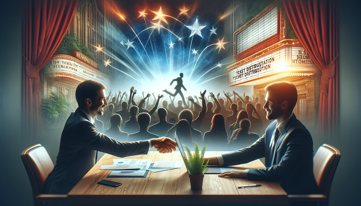 Logo di Live Nation e Ticketmaster con simbolo di giustizia