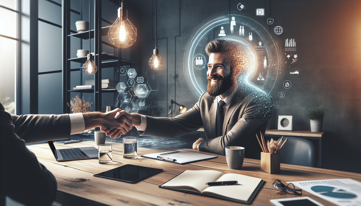 Logo di Meridian.AI con sfondo tecnologico