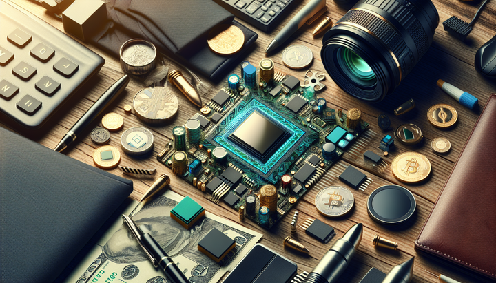 Mappa degli Stati Uniti con simboli di chip elettronici