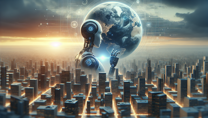 Illustrazione AI di Sam Altman con volti disembodied