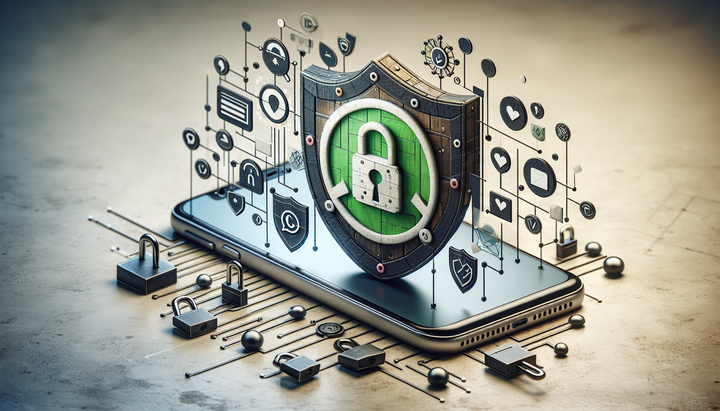 Logo di WhatsApp con simbolo di sicurezza