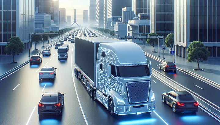 Camion a guida autonoma Aurora in viaggio su strada