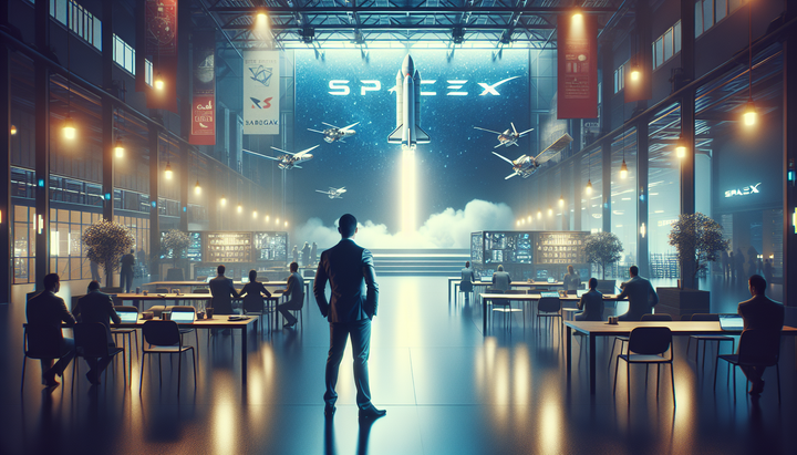 Logo SpaceX con razzo in decollo