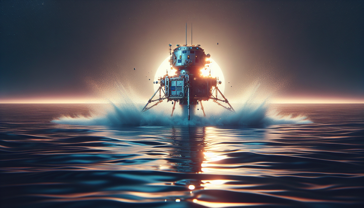 Capsula spaziale in rientro controllato con paracadute sul Pacifico