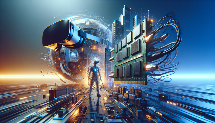 Visore Meta Quest 3 con sfondo tecnologico