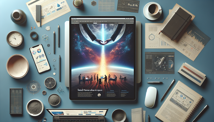Logo di Space Beyond con un razzo che decolla verso lo spazio