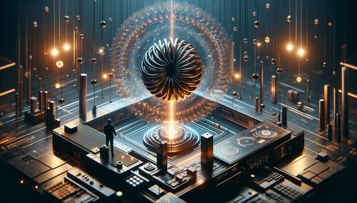 Magneti superconduttori industriali in un magazzino per applicazioni di fusione