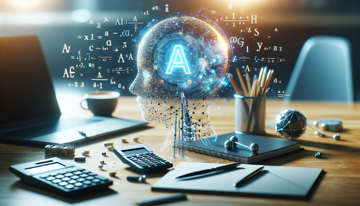 Illustrazione di un modello di intelligenza artificiale che risolve equazioni matematiche complesse.