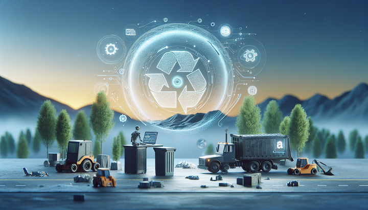 Logo di Hauler Hero con elementi grafici che rappresentano l'intelligenza artificiale e la gestione dei rifiuti.