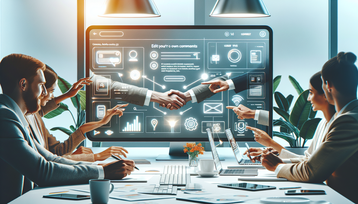 Interfaccia social con opzione di modifica dei commenti e messaggio di aggiornamento