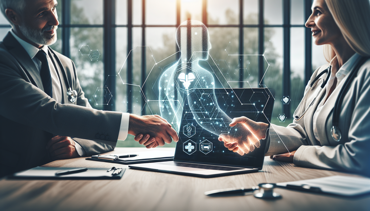 Logo di OpenAI e Anthropic con elementi grafici legati alla salute digitale