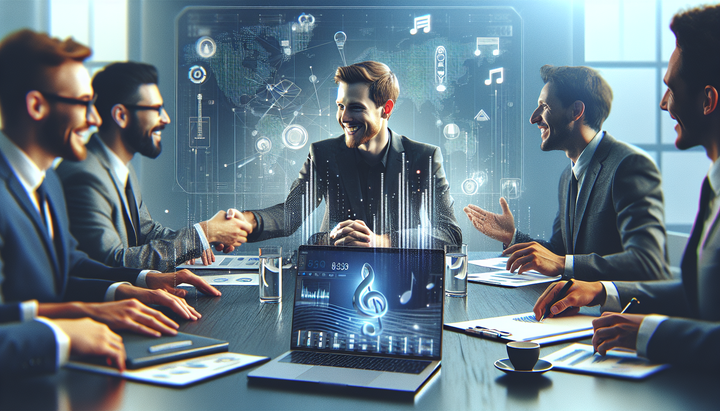 Logo Deezer con grafico finanziario in crescita