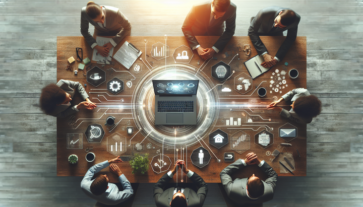 Rappresentazione grafica di agenti AI che interagiscono in un marketplace virtuale.