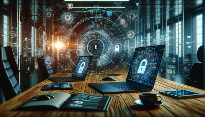 Immagine di un attacco di phishing con un'icona di phishing su sfondo rosso con codici binari.