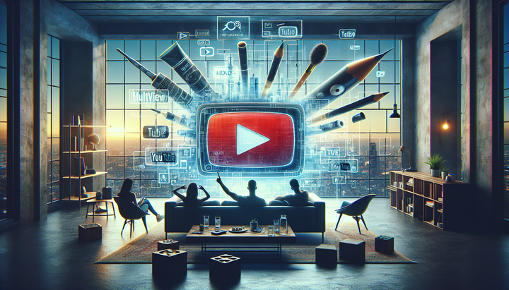 Interfaccia YouTube TV con multiview personalizzato