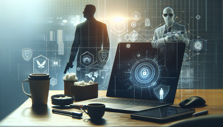 Agenti di sicurezza davanti a un edificio federale, simbolo di sorveglianza digitale