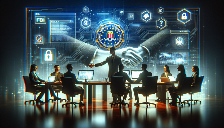 Logo dell'FBI con sfondo di giochi Steam