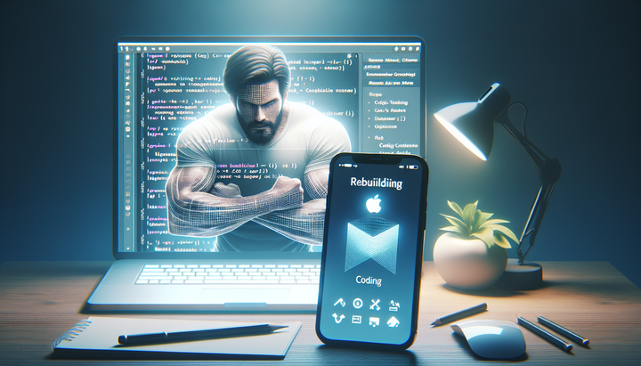 Logo dell'app Anything con sfondo tecnologico