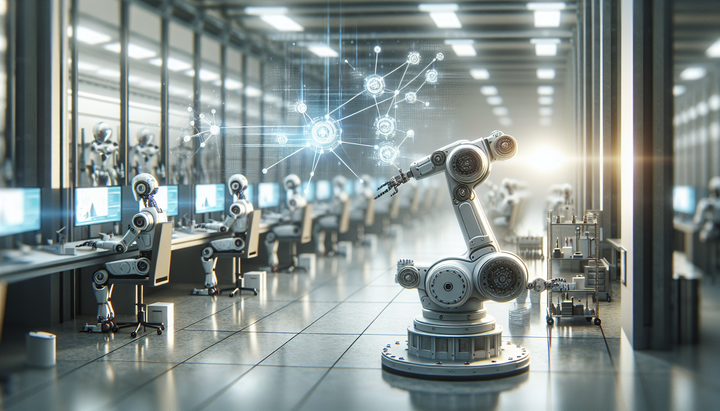 Logo di Mind Robotics con robot industriali in azione