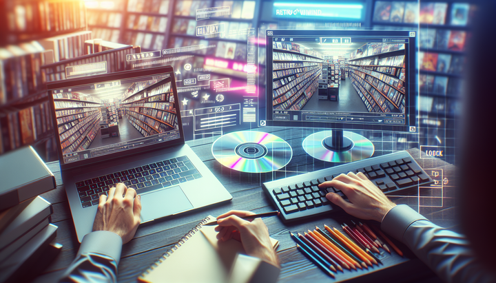 Copertina del gioco Retro Rewind con un negozio di video anni '90