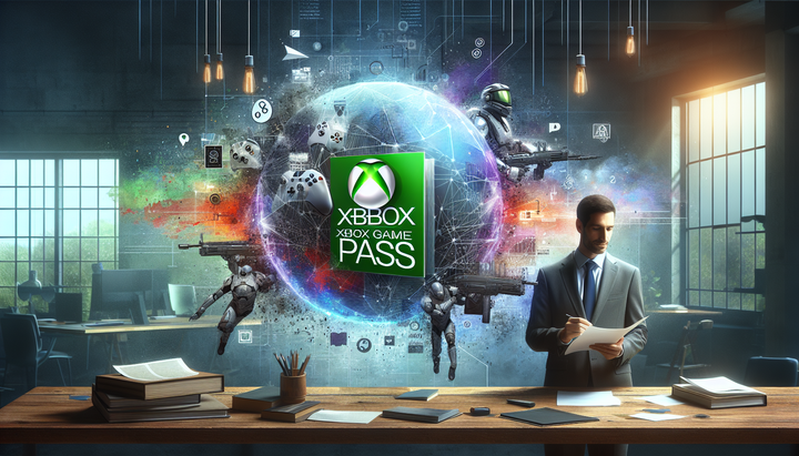 Logo di Xbox Game Pass con simboli di valuta e giochi