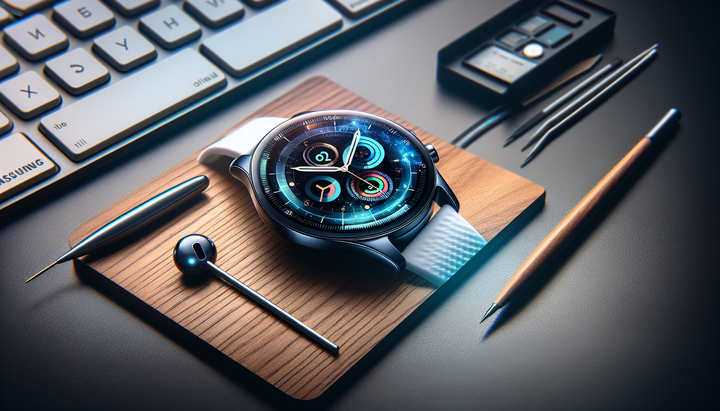 Smartwatch Android moderno con funzioni salute e assistente AI sul polso